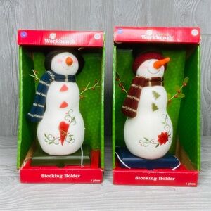 Nwt Work bench chritmas snowman foam / cloth stocking holders / hangers large